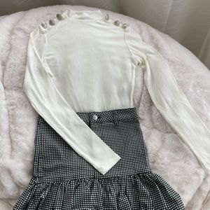 Beck Ivory Top and Bershka Women Skirt Set